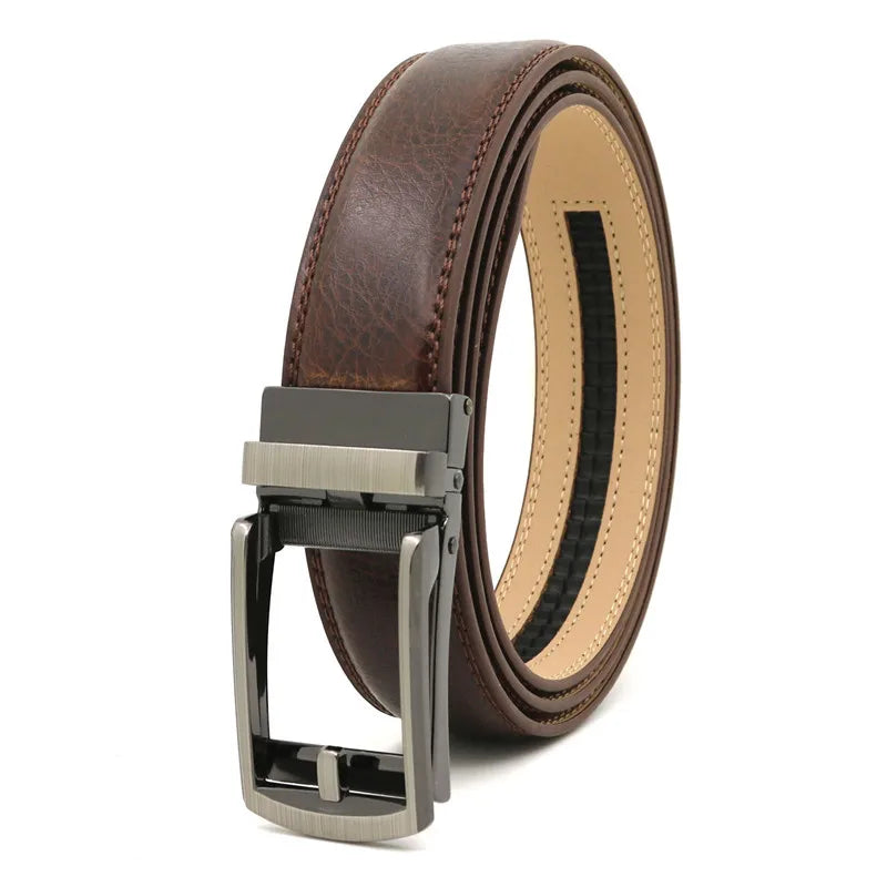 3.5cm Genuine Leather Automatic Buckle Belt-streetwear-techwear