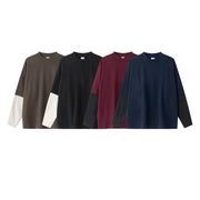 Contrast Mock Double Layer Long Sleeve T-Shirt-streetwear-techwear