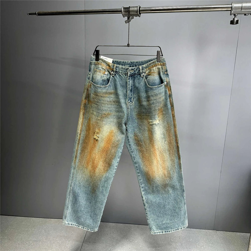 Copper Dust Baggy Denim Jeans-streetwear-techwear