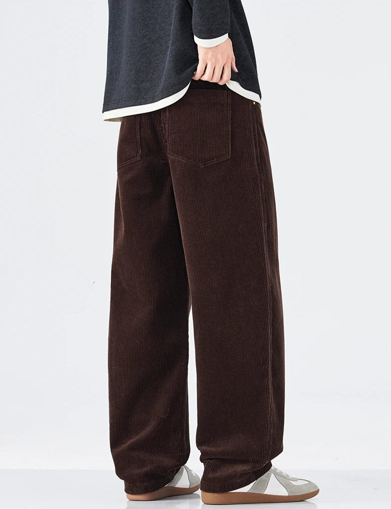 Corduroy Barrel Leg Trousers-streetwear-techwear