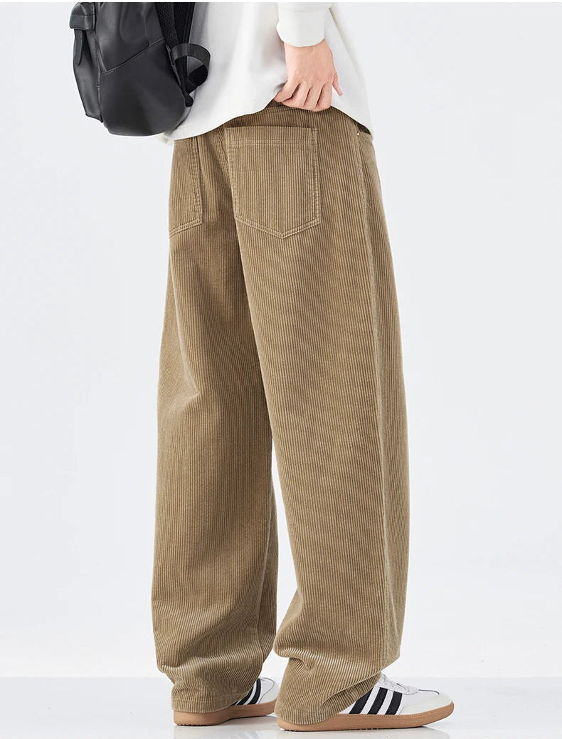 Corduroy Barrel Leg Trousers-streetwear-techwear