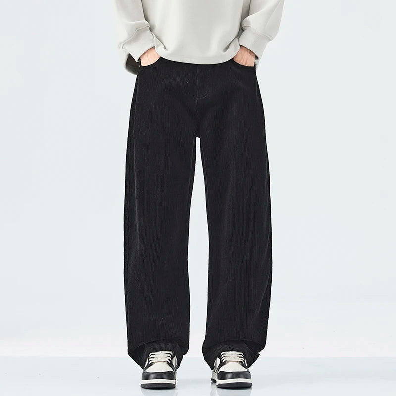 Corduroy Barrel Leg Trousers-streetwear-techwear