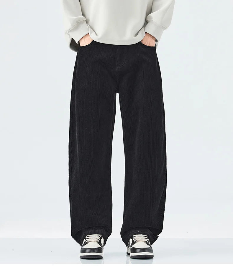 Corduroy Barrel Leg Trousers-streetwear-techwear