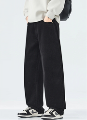 Corduroy Barrel Leg Trousers-streetwear-techwear