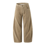 Corduroy Barrel Leg Trousers-streetwear-techwear