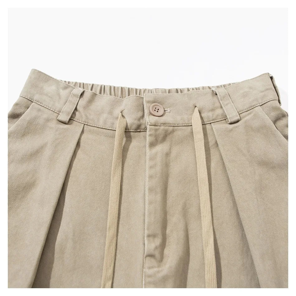 Cotton Twill Workwear Barrel Leg Pants-streetwear-techwear