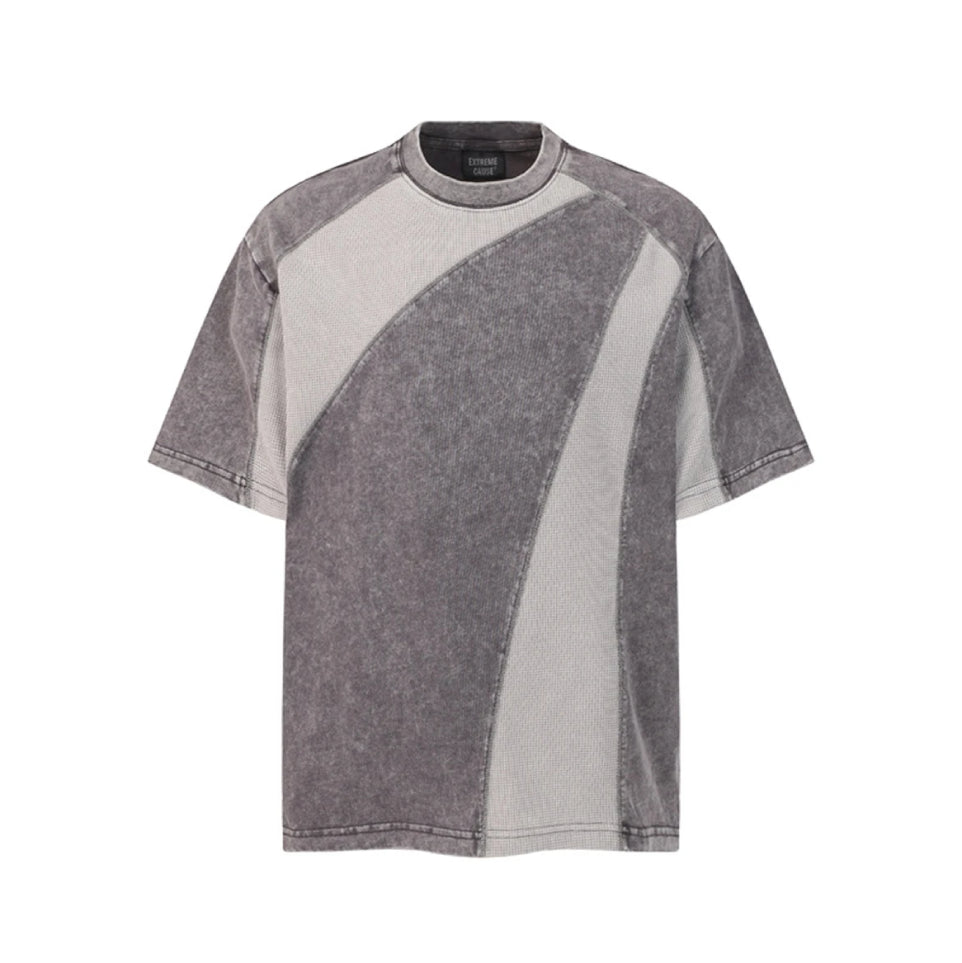 EXTREME CAUSE Textured Panel Acid Wash T-Shirt