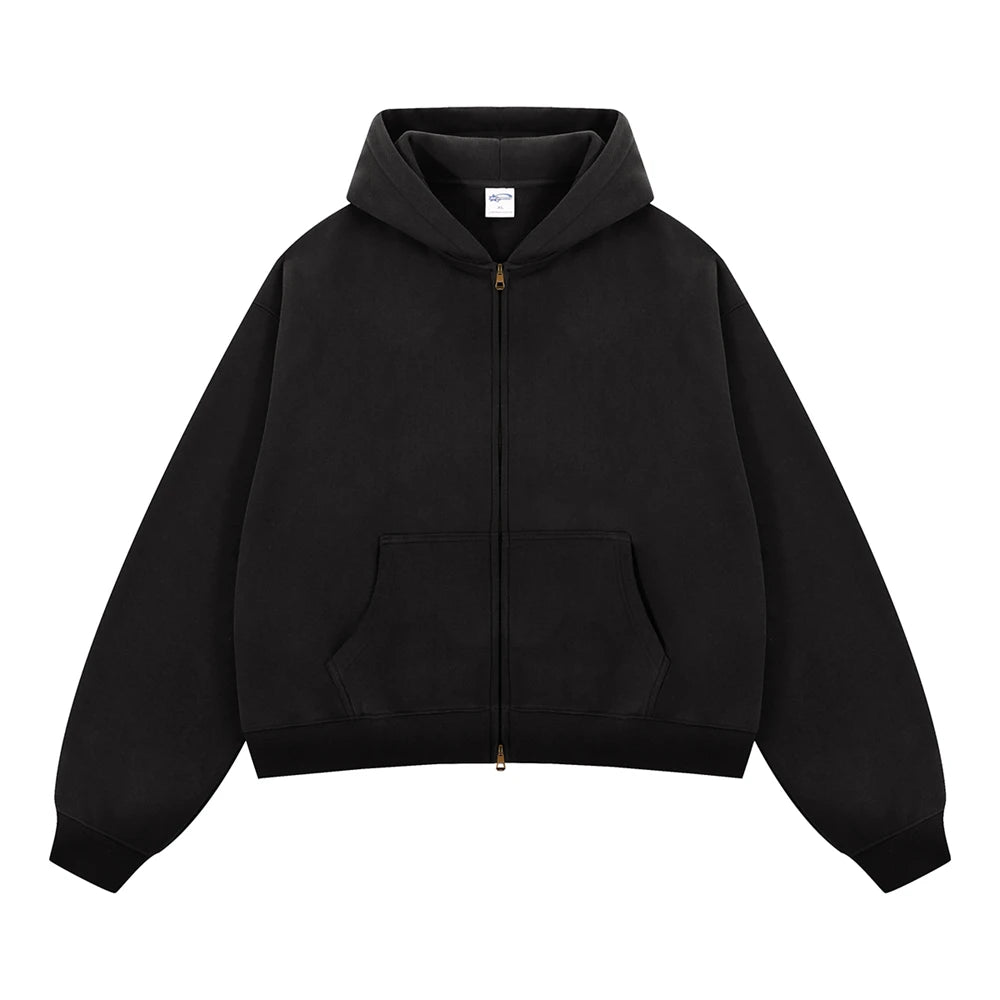 Essential Boxy Zip Hoodie-streetwear-techwear