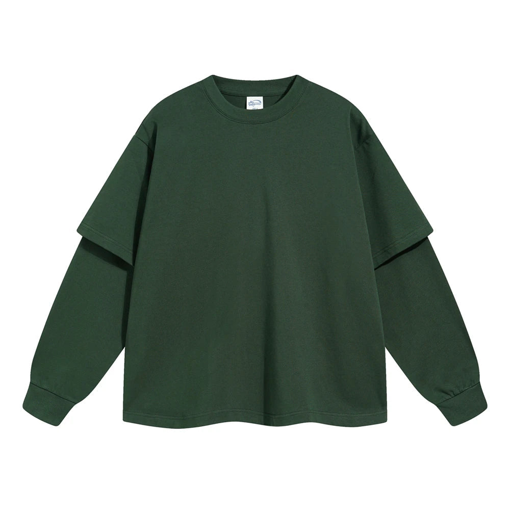 Essential Mock Double Layer Long Sleeve T-Shirt-streetwear-techwear