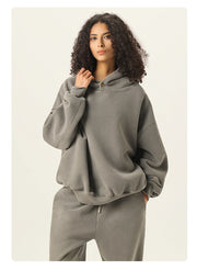 Essential Vintage Wash Button Neck Hoodie-streetwear-techwear