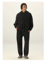 Essential Vintage Wash Button Neck Hoodie-streetwear-techwear