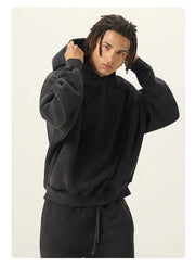 Essential Vintage Wash Button Neck Hoodie-streetwear-techwear