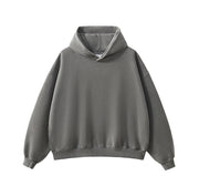 Essential Vintage Wash Button Neck Hoodie-streetwear-techwear