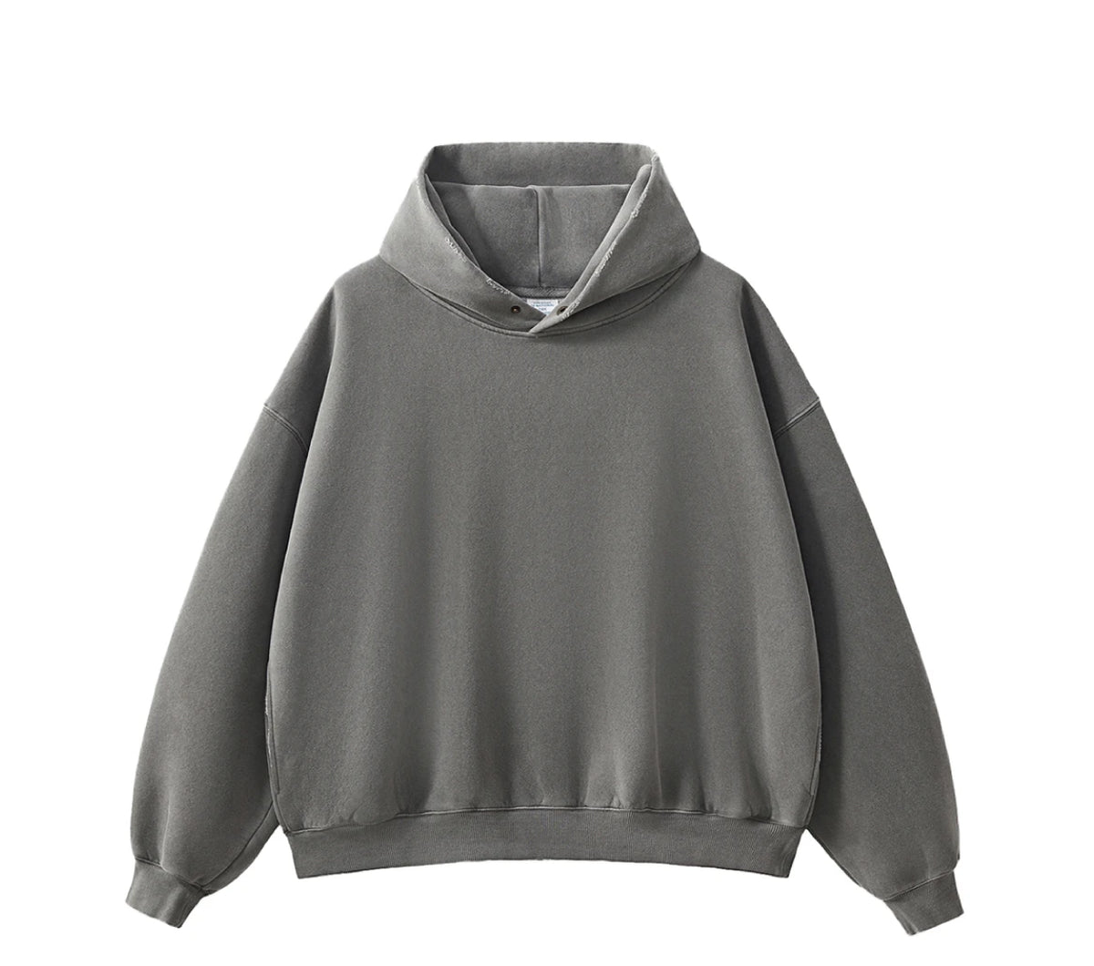 Essential Vintage Wash Button Neck Hoodie-streetwear-techwear