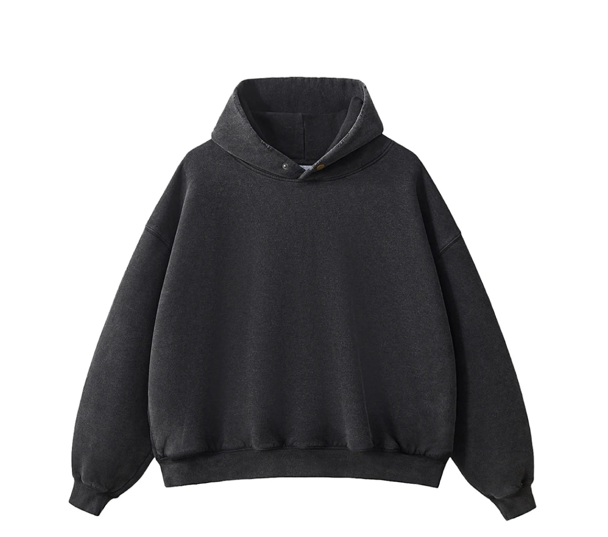 Essential Vintage Wash Button Neck Hoodie-streetwear-techwear