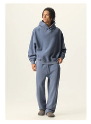 Essential Vintage Wash Button Neck Hoodie-streetwear-techwear