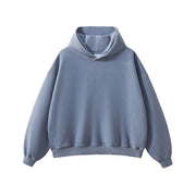 Essential Vintage Wash Button Neck Hoodie-streetwear-techwear