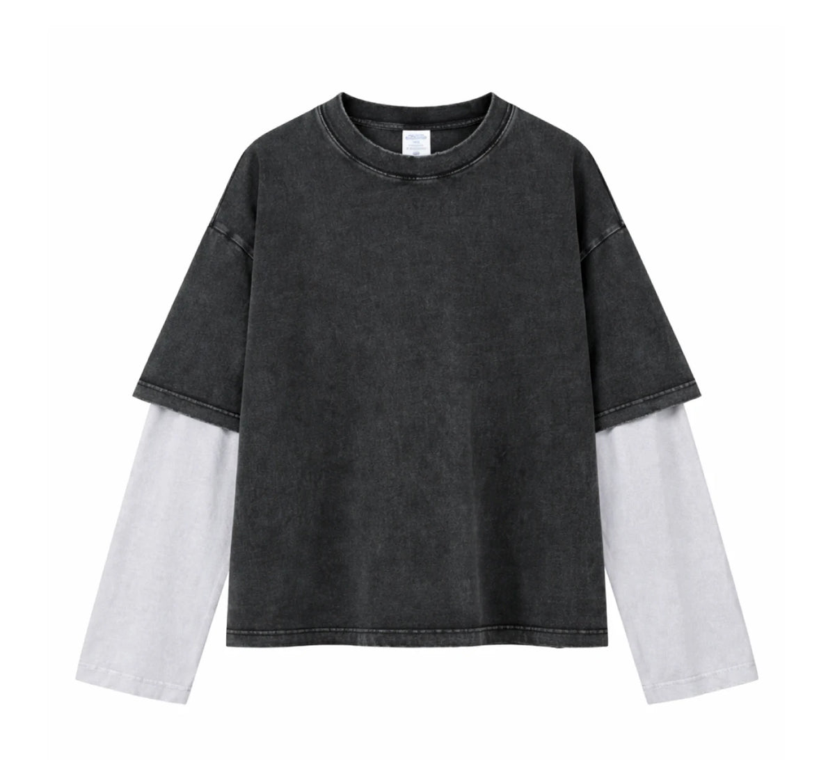 Essential Vintage Wash Double Layer Long Sleeve-streetwear-techwear