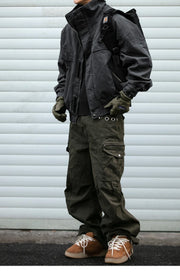Fleece Lined Funnel Neck Twill Jacket-streetwear-techwear