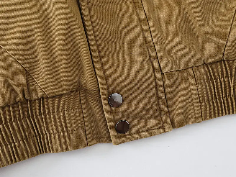 Fleece Lined Funnel Neck Twill Jacket-streetwear-techwear