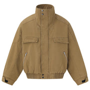 Fleece Lined Funnel Neck Twill Jacket-streetwear-techwear