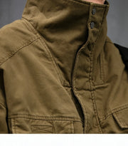 Fleece Lined Funnel Neck Twill Jacket-streetwear-techwear