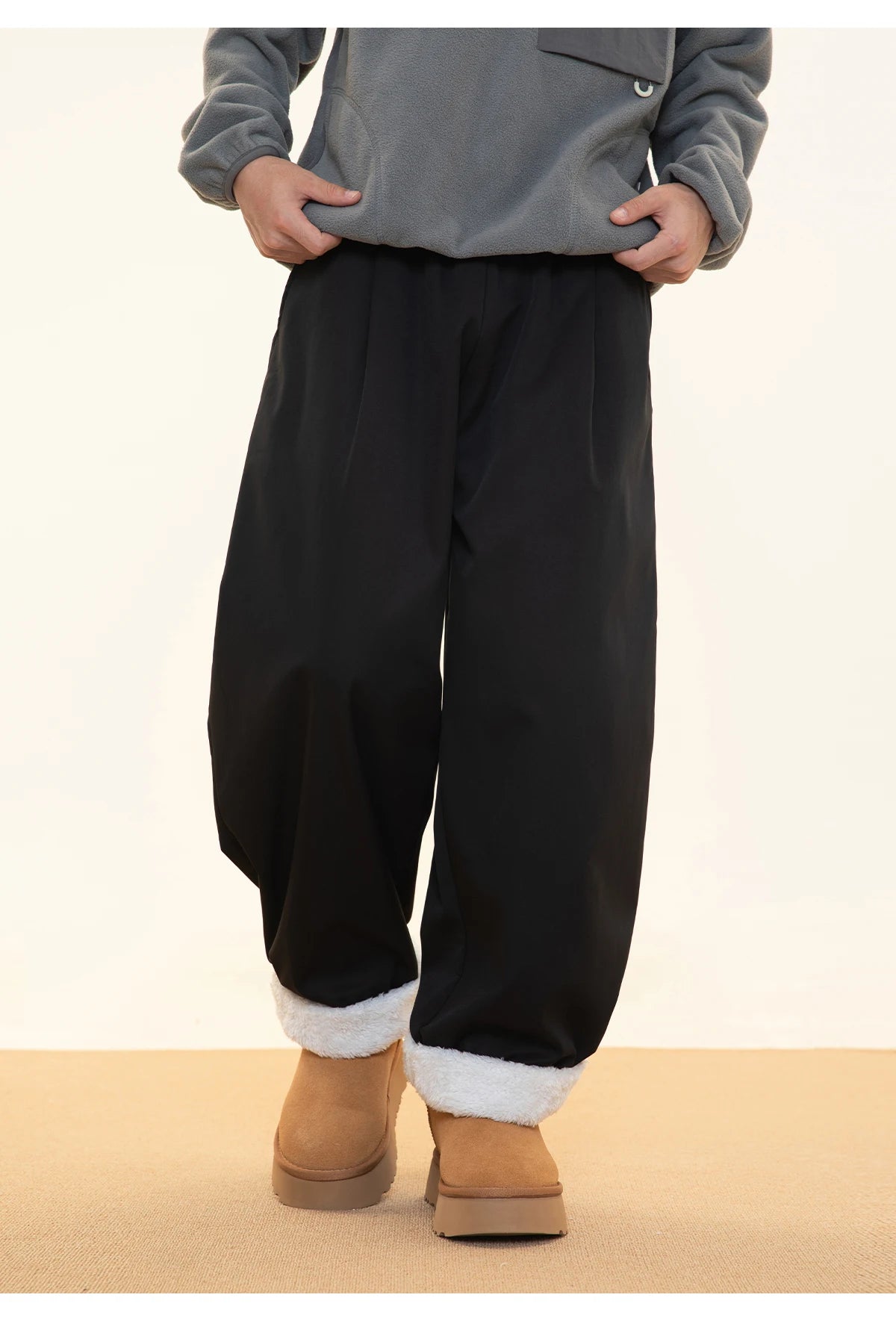 Fleece Lined Wide Leg Pants-streetwear-techwear