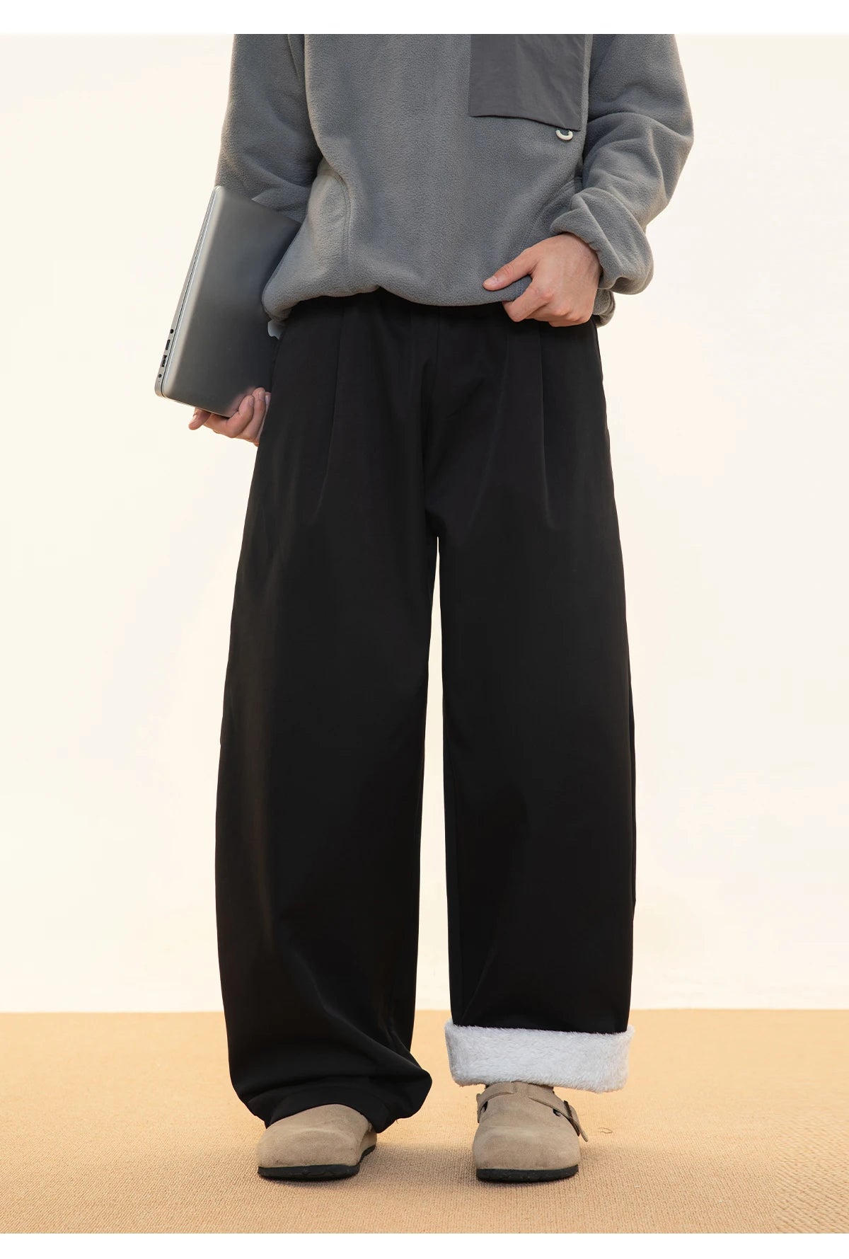 Fleece Lined Wide Leg Pants-streetwear-techwear