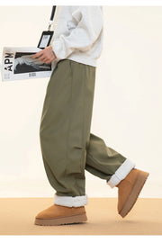Fleece Lined Wide Leg Pants-streetwear-techwear