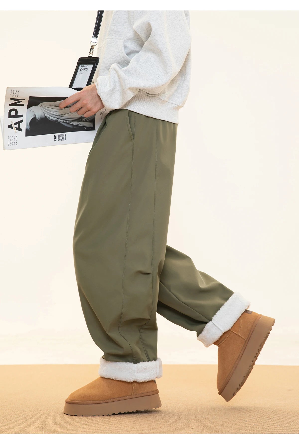 Fleece Lined Wide Leg Pants-streetwear-techwear