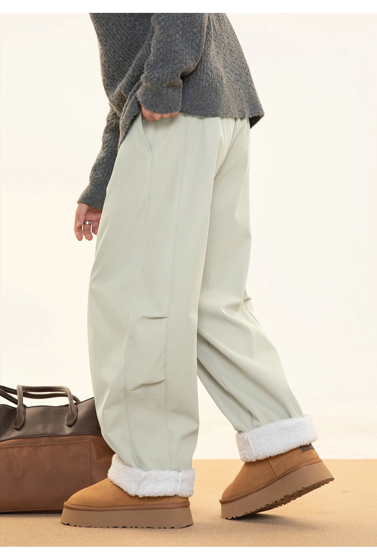 Fleece Lined Wide Leg Pants-streetwear-techwear
