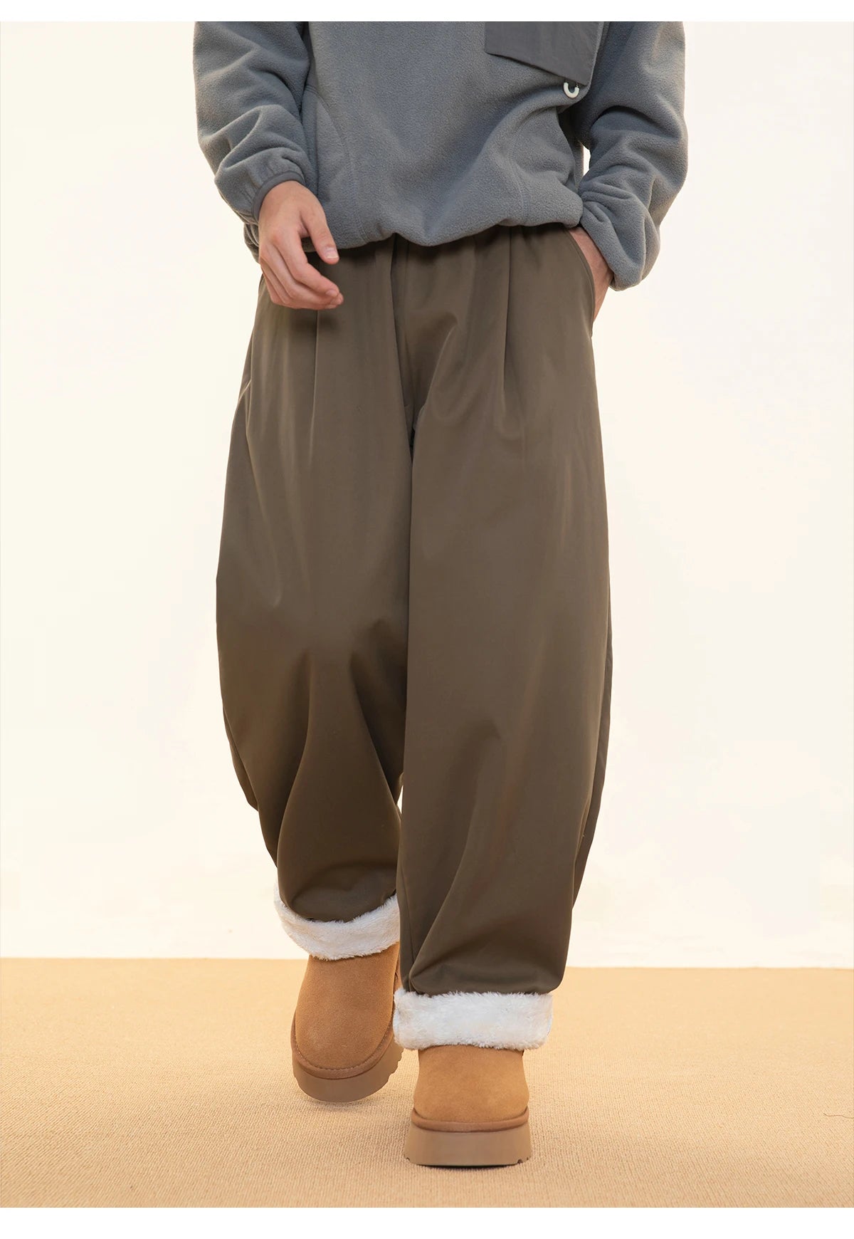 Fleece Lined Wide Leg Pants-streetwear-techwear