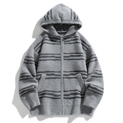 Glitch Stripe Zip-up Hooded Sweater-streetwear-techwear
