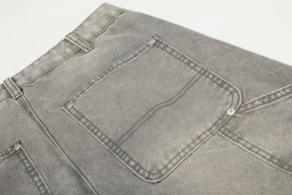 Grey Washed Baggy Carpenter Jeans-streetwear-techwear