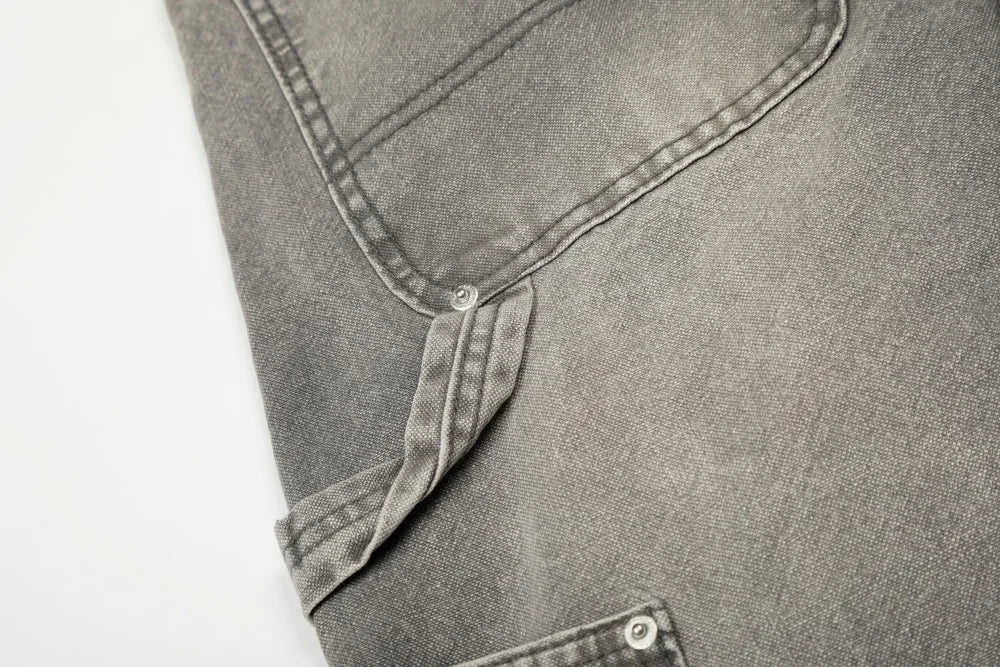 Grey Washed Baggy Carpenter Jeans-streetwear-techwear