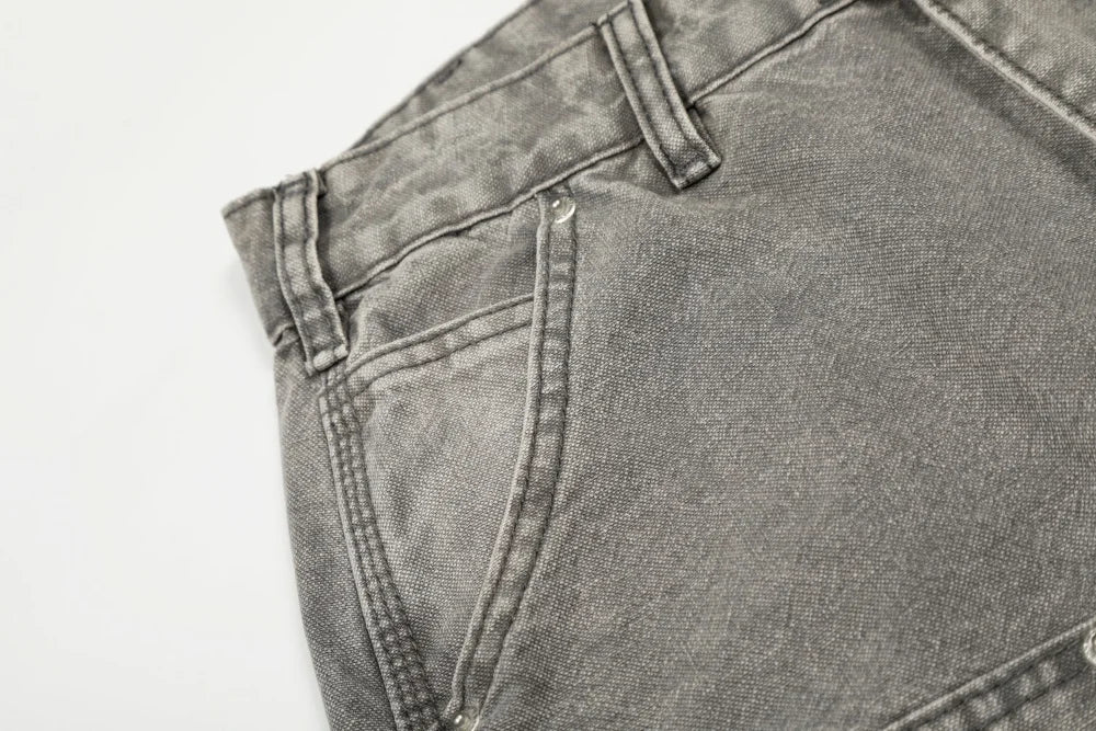 Grey Washed Baggy Carpenter Jeans-streetwear-techwear