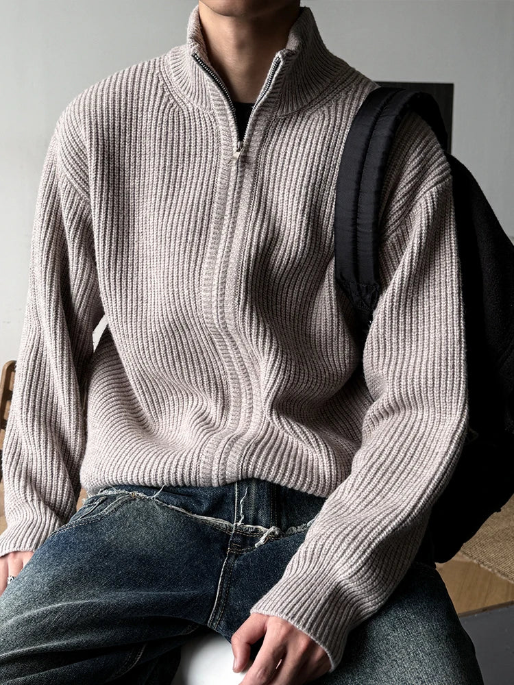 Heavy Ribbed Knit Jacket-streetwear-techwear