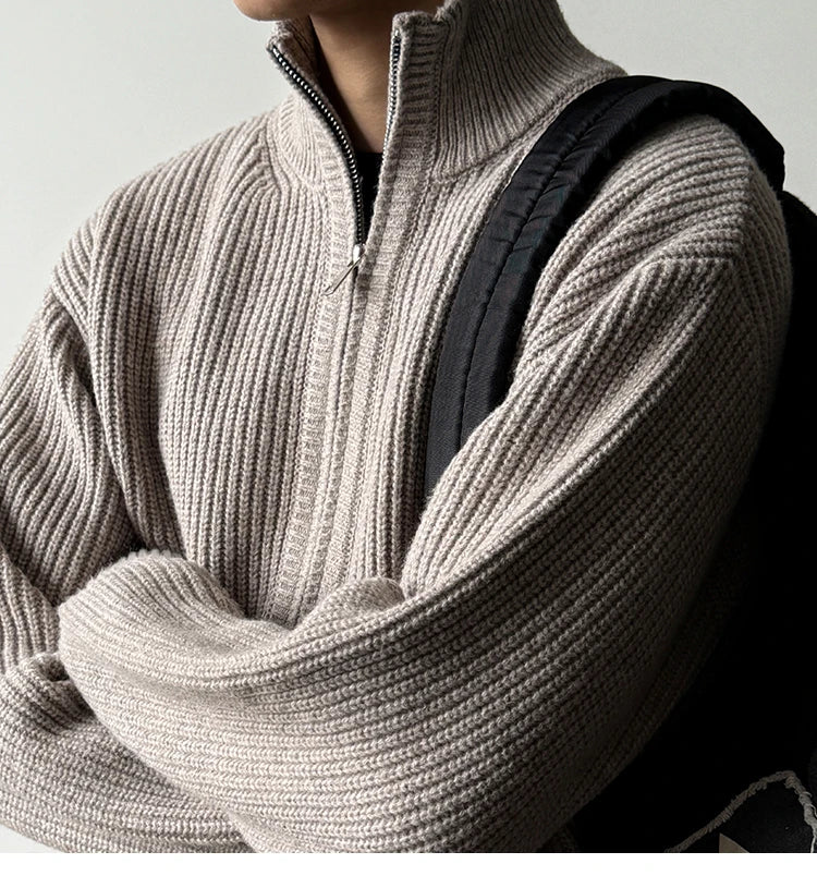 Heavy Ribbed Knit Jacket-streetwear-techwear