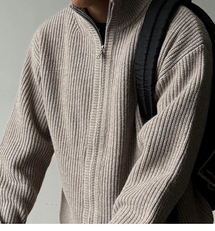 Heavy Ribbed Knit Jacket-streetwear-techwear
