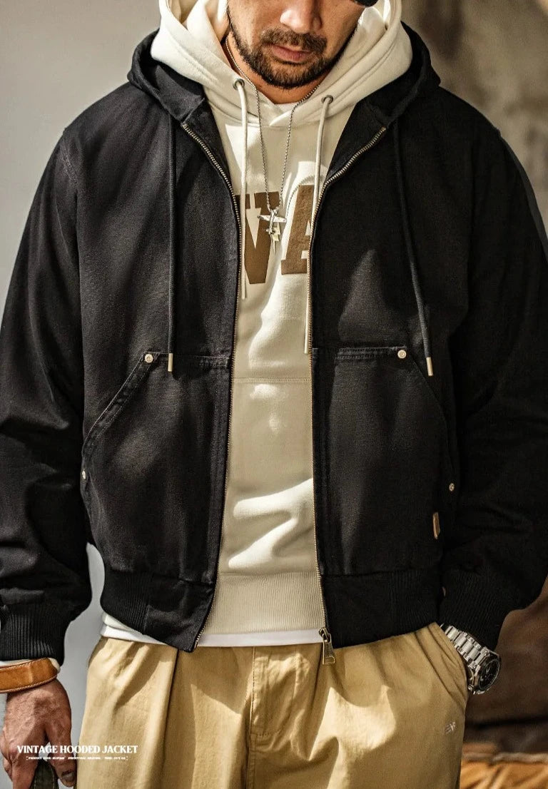 Hooded Workwear Canvas Jacket-streetwear-techwear