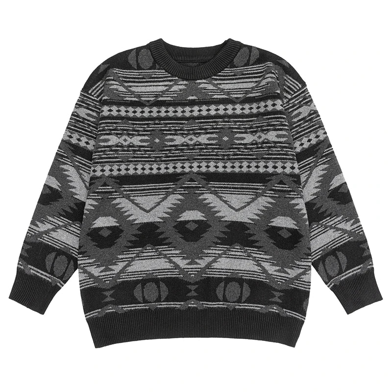 Jacquard Grandad Jumper-streetwear-techwear