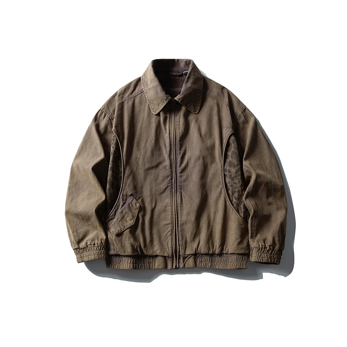 Leopard Print Panel Workwear Jacket-streetwear-techwear