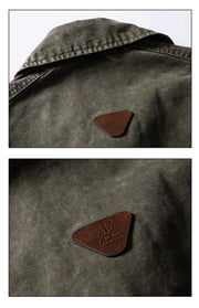 Leopard Print Panel Workwear Jacket-streetwear-techwear