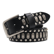 Metal Plate Leather Belt-streetwear-techwear