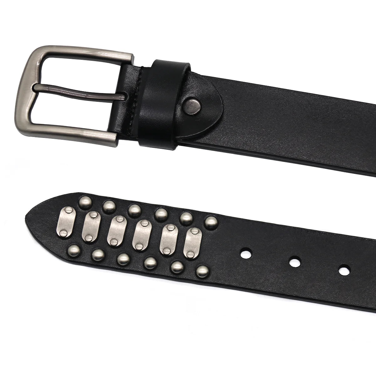 Metal Plate Leather Belt-streetwear-techwear