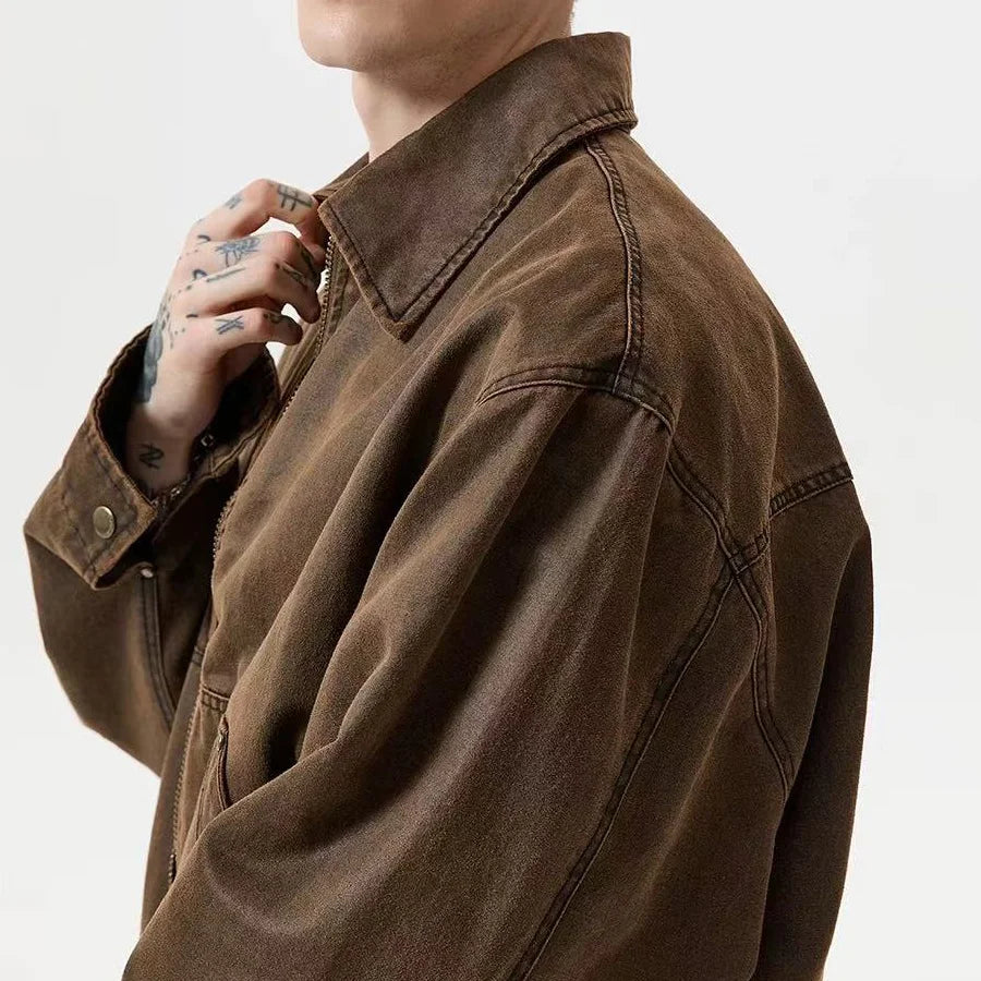 Oil-Waxed Canvas Zip Jacket-streetwear-techwear