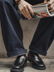 Oxblood Lined Leather Loafers-streetwear-techwear