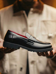 Oxblood Lined Leather Loafers-streetwear-techwear