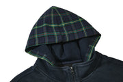 Plaid Hood Zip-up Hoodie-streetwear-techwear