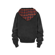 Plaid Hood Zip-up Hoodie-streetwear-techwear